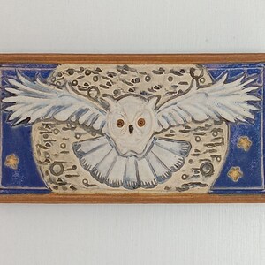 Night Owl Arts and Crafts MUD Pi handmade 4x8 ceramic tile image 2