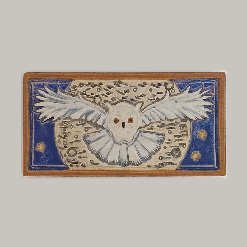 Night Owl Arts and Crafts MUD Pi handmade 4x8 ceramic tile image 5