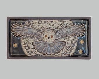 Night Owl Arts and Crafts MUD Pi handmade 4x8 ceramic tile