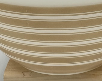 Pyrex #402 Tan/Sandalwood & White Rainbow Stripes Mixing Bowl - Clean!