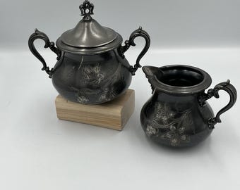 Vintage Homan Company high tea verzilverde creamer en suikerpot set