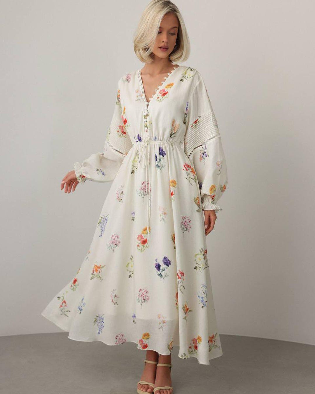 ivory crochet maxi dress Ivory/Multi Crochet Top Maxi Dress