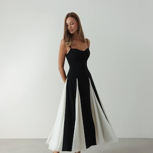 graduation black and white dress Black and White Tiered Homecoming Dress Spaghetti Strap Graduation Dress hc338 Custom Colors / 20W