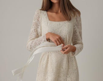 cream lace midi dress with sleeves Mint Velvet Women's Lace Maxi Dress - Ivory/Cream - Size 2