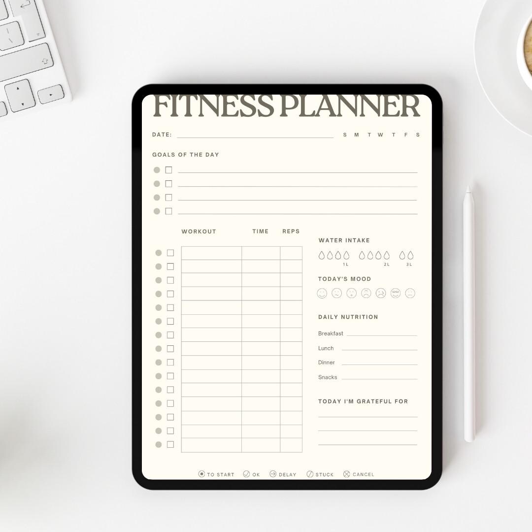 Printable Daily Workout Routine Fitness Planner Printable, Daily Workout Log With Nutrition Tracking ...