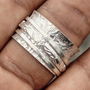 Blumen Spinner Ring | Angst Ring für Frauen | Fidget Ring Sterling Silber | Minimalistischer Boho Ring | Handgemachte Stress Relief Schmuck