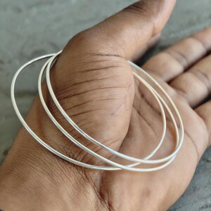 Set of 3 Bangles, Classic Bangle, Trio of Bangles, Mexican Jewelry, Stacking Bangles, Linked Bracelet, Silver Plated, Stacking Bracelets