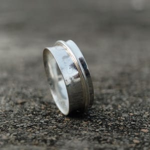 Sterling Silver Spinner Ring: Unisex Fidget Band, Anxiety Relief