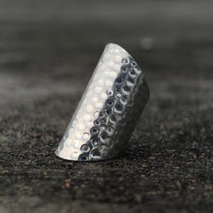 Hammered 925 Sterling Silver Wide Band Thumb Ring