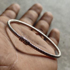 925 Sterling Silver Bangle: Modern Minimalist Artisan Jewelry