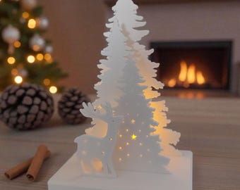 Christmas Decor Scene for LED Tealight Holder – Cozy Holiday Tabletop Decoration