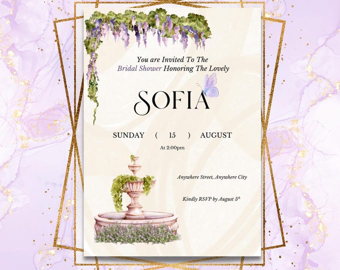 Elegant Floral Bridal Shower Invitation: Editable Canva Template (Digital Download)