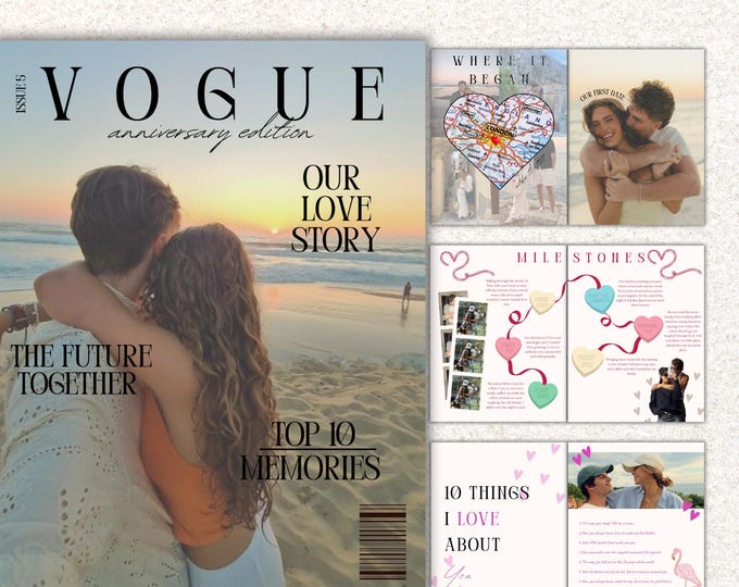 Editable Love Story Magazine Template: Anniversary, Valentine's Keepsake (Digital Download)