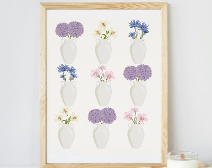 Minimalist Floral Art Print: Neutral Botanical Poster (Digital Download)