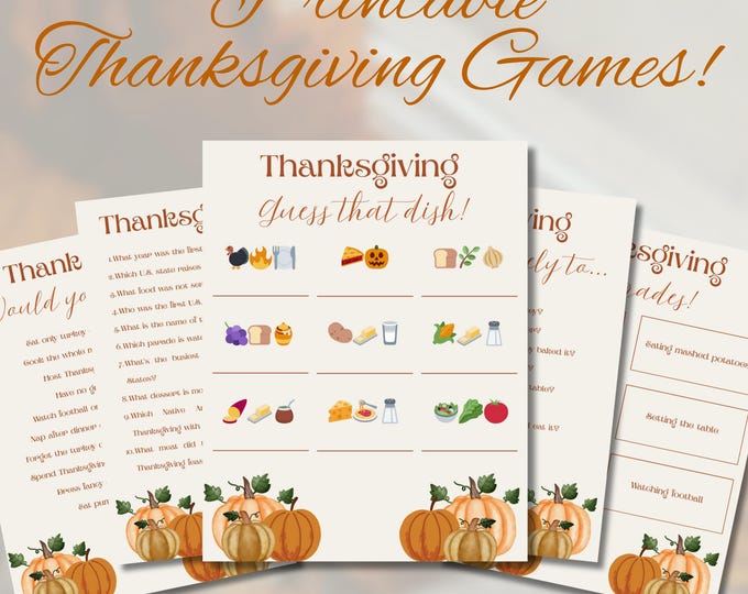 Thanksgiving Games Bundle: Printable Family Activities (PDF)