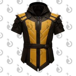 Chaleco de cuero de escorpión hecho a mano, disfraz de cosplay de Mortal Kombat, chaleco ninja
