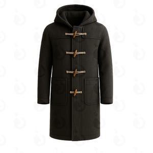 Trenca de lana para hombre, abrigo de invierno con capucha gris carbón