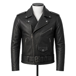 Handmade Terminator T-800 Black Leather Biker Jacket Men Motorcycle Jacket