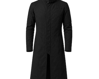 Cyberpunk Leather Coat Futuristic Black Coat  Men Techwear Cosplay