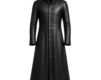 Men's Plague Doctor Leather Coat, Gothic Steampunk Cosplay Costume
