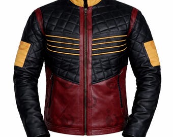 Giacca stile Flash Cisco Ramon, giacca in pelle per cosplay da supereroe, giacca da motociclista trapuntata da uomo