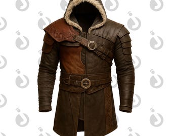 Cappotto in pelle fatto a mano ispirato a Kratos: cosplay vichingo di God of War