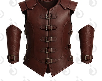 Gilet e bracciali vichinghi in pelle fatti a mano, costume rinascimentale