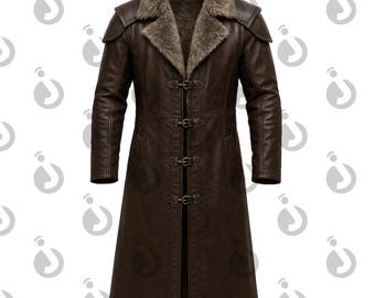 Cappotto in pelle vichinga da uomo, fatto a mano, stile medievale, per cosplay, cappotto in pelle vintage con fodera in pelliccia