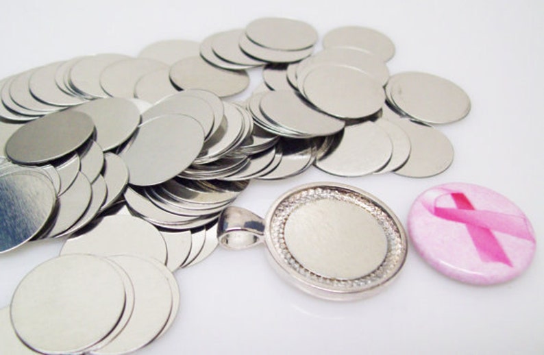 Steel Metal Discs 3/4 19mm for use to make Magnetic Pendants 100 image 1