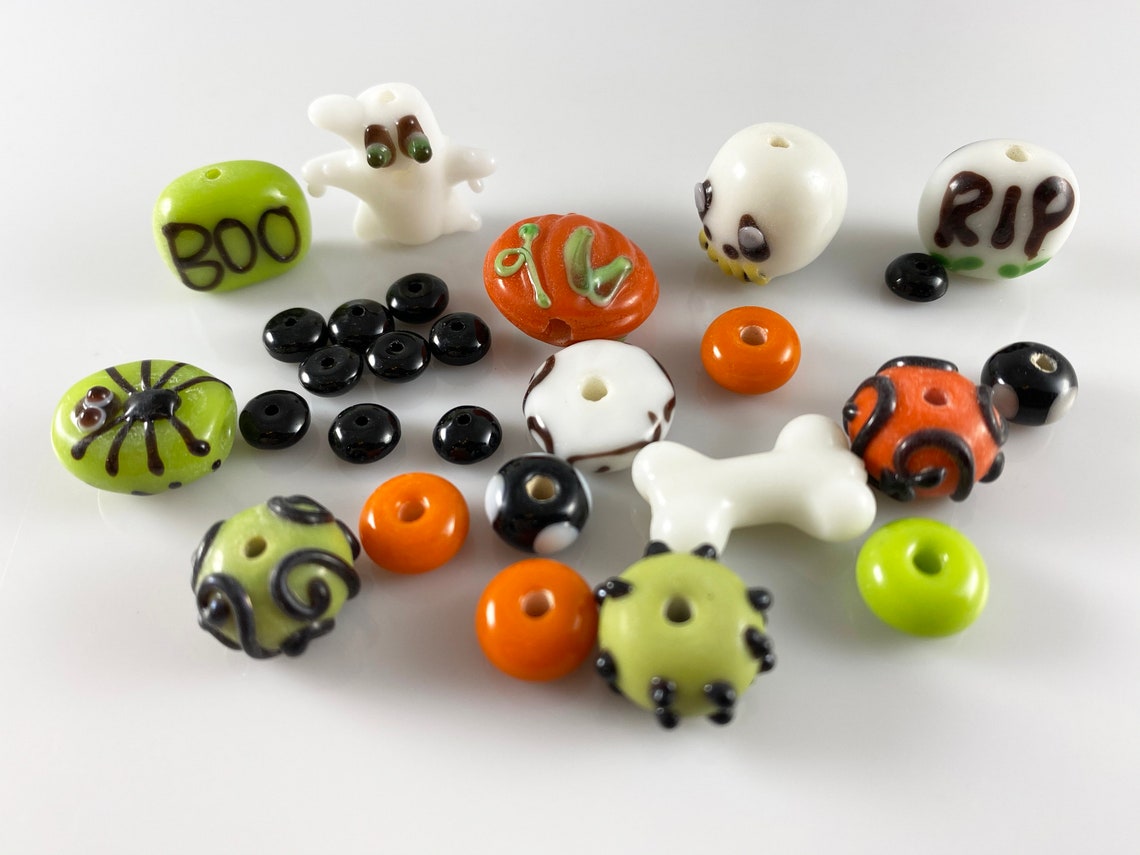 Halloween Bead Set of 27 Lampwork Glass Beads Set 6 Etsy