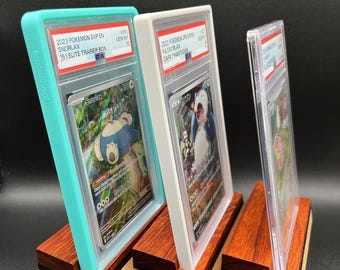 Exotic Hardwood Poké Ball PSA Slab Stand | Perfect Friction Fit, No Wobble, Angled Card Display | TCG Slab Stand