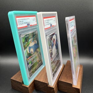 Black Walnut PSA Slab Stand | Perfect Friction Fit, No Wobble, Angled Card Display | TCG Slab Stand