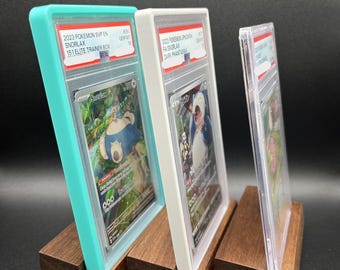 Black Walnut PSA Slab Stand | Perfect Friction Fit, No Wobble, Angled Card Display | TCG Slab Stand