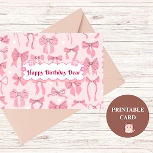 Printable Birthday Card Cute Pink Bow Birthday Card Print Easily At Home