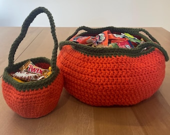Kürbis Korb Häkelanleitungen-Set | Halloween Candy Bowl & Süßes oder Saures Tasche