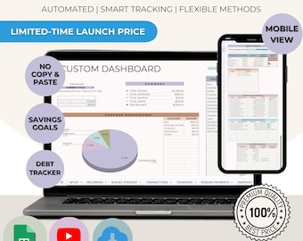 Planilha de Orçamento Automatizado do Resolute Finance Tracker no Google Sheets: Receitas, Despesas, Dívidas, Método Bola de Neve, Método Avalanche, Controle de Contas com Base Zero.