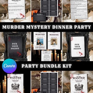 Murder Mystery Dinner Party | Halloween Mystery Dinner Party | Murder Mystery Party Game | Editable | Downloadable Template Canva | 2HD2H1