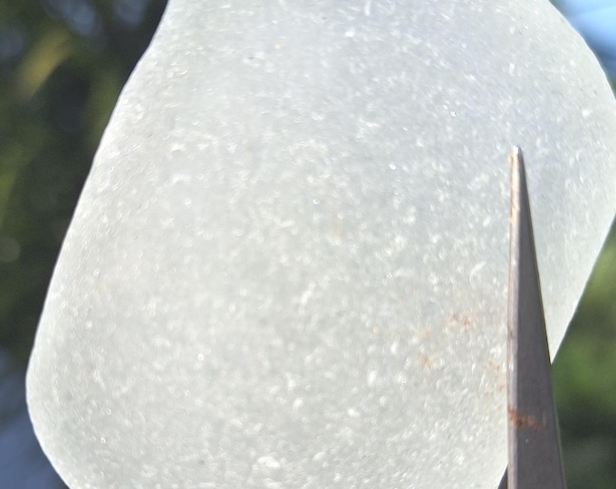 White Clear Large Flawless Beach Sea Glass Piece Genuine Wave-Tumbled Collector's Piece for Pendant Jewelry Making