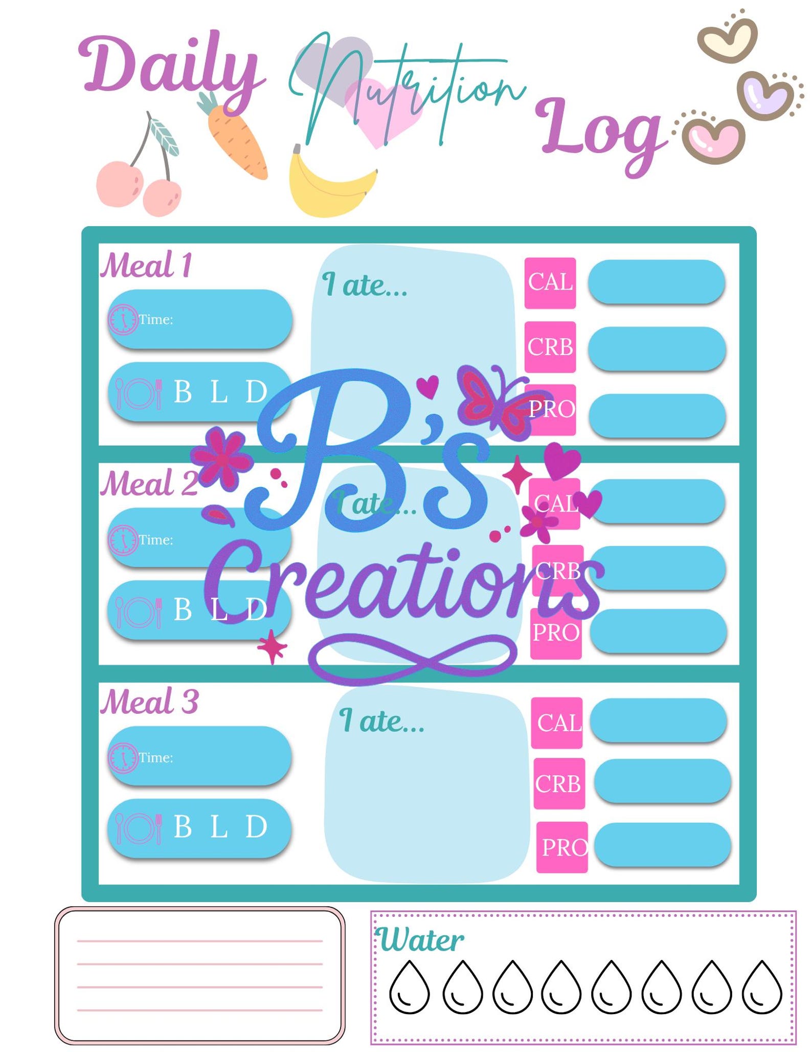 Nutrition Tracker Module Nutrition Tracker Printable | Daily Food and Water Log | Wellness PDF ...