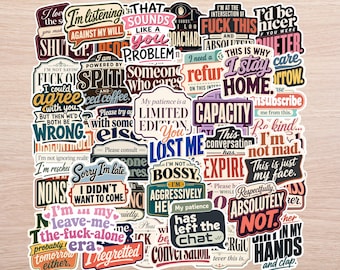 40 PC Funny Sarcastic Quote Sticker Pack | Adult Humor Vinyl Stickers | Sassy Sayings & Relatable Humor Sticker Bundle