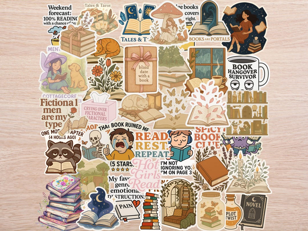 Book Lover Sticker Pack – 40 Funny Reader Stickers, Waterproof Vinyl - Etsy