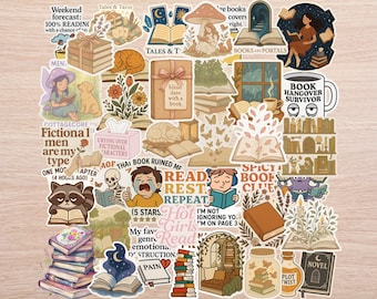 Book Lover Sticker Pack – 40 Funny Reader Stickers, Waterproof Vinyl