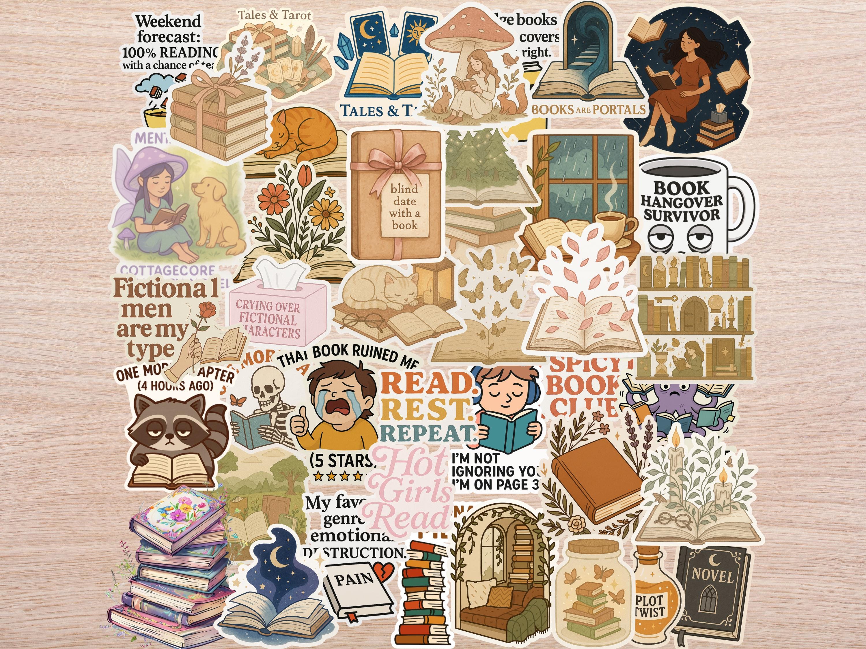 Book Lover Sticker Pack – 40 Funny Reader Stickers, Waterproof Vinyl - Etsy