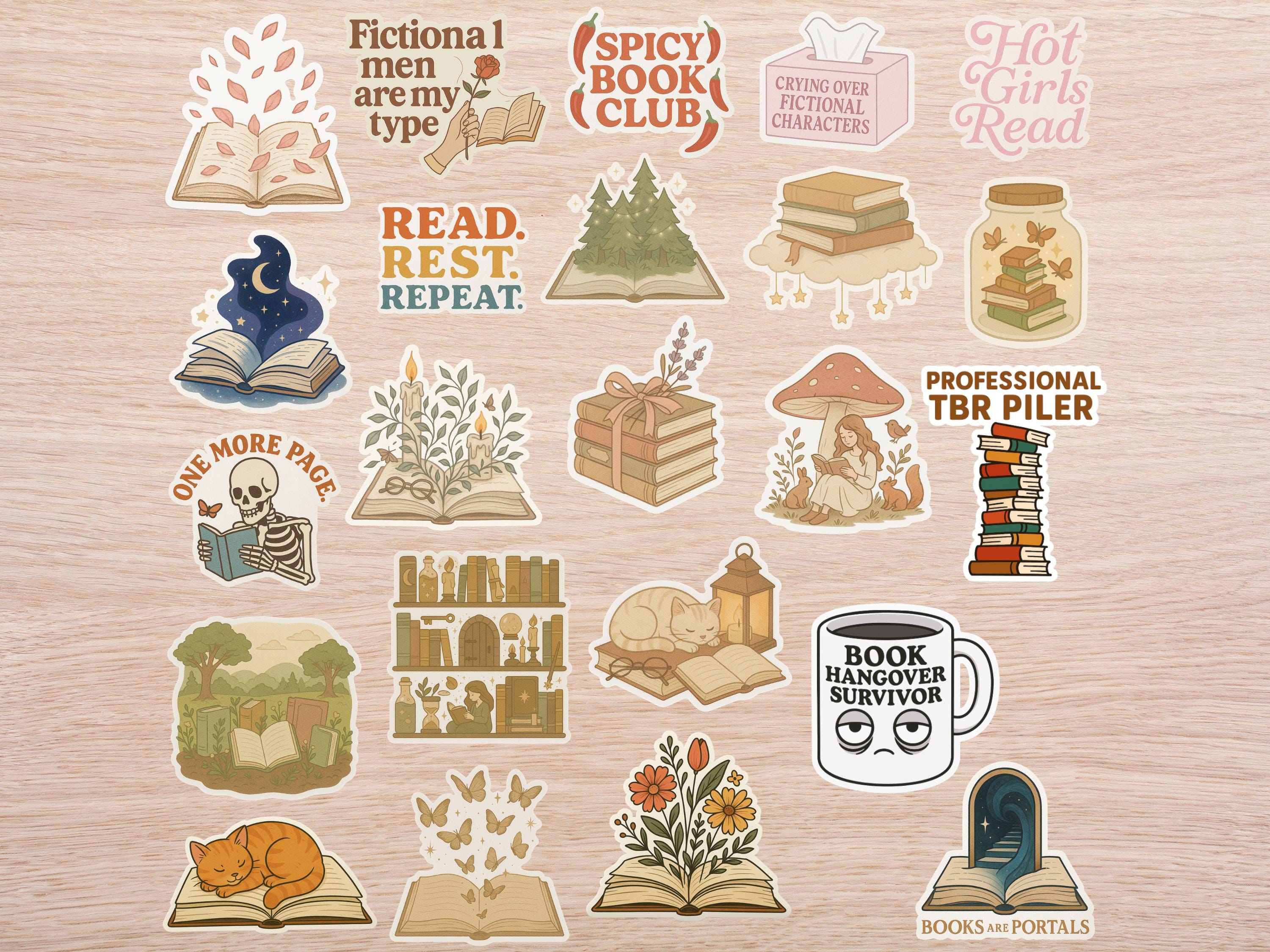 Book Lover Sticker Pack – 40 Funny Reader Stickers, Waterproof Vinyl - Etsy