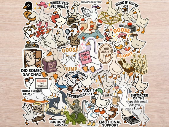 Silly Goose Sticker Pack | 40 Waterproof Vinyl Animal Stickers