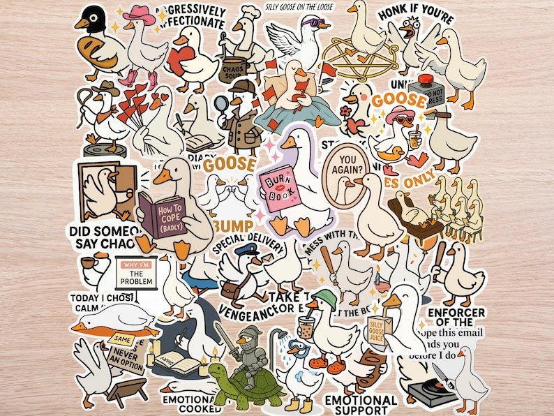 Silly Goose Sticker Pack | 40 Silly Animal Vinyl Stickers for Water Bottles, Laptops, Journals, Scrapbooking & Gifts