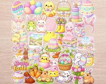 40 PC Easter Sticker Pack – Bunnies, Eggs, Chicks and Spring Decor Stickers