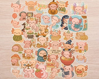 40 PC Kawaii Axolotl Stickers – Waterproof Vinyl Decals