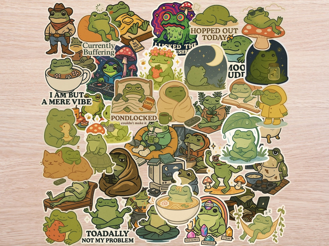 Frogcore Sticker Pack – 40PC Cozy Cottagecore Vinyl Stickers - Etsy