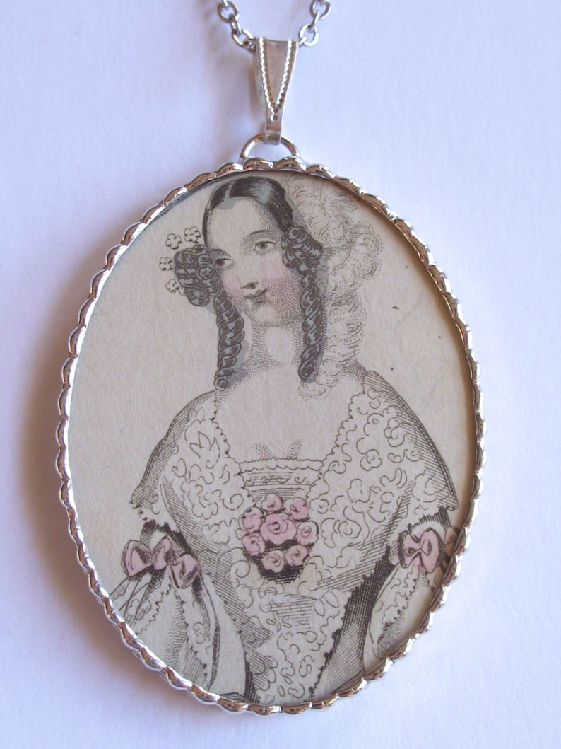 Charm Soldered Necklace Pendant Fiona and The Fig Original 1842 French Fashion Plate